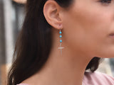 Sterling Silver Lab Created Turquoise Cross Earrings