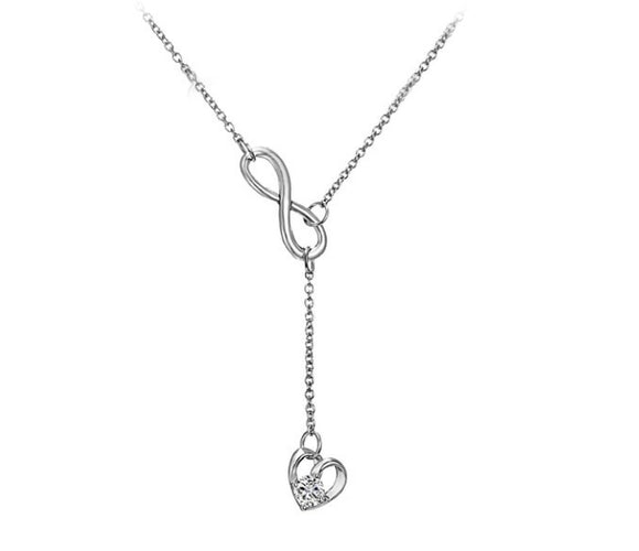 INFINITY HEART CRYSTAL LARIAT NECKLACE