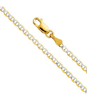 Solid Sterling Silver Two Tone Mariner Link Chain Necklace For Men And Women - 5 Lengths