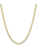 Solid Sterling Silver Two Tone Mariner Link Chain Necklace For Men And Women - 5 Lengths