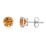 Sterling Silver Round Semiprecious Citrine Studs