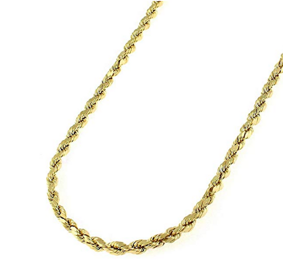 14K Gold 1.5MM Diamond Cut Rope Chain Necklace for Men and Women