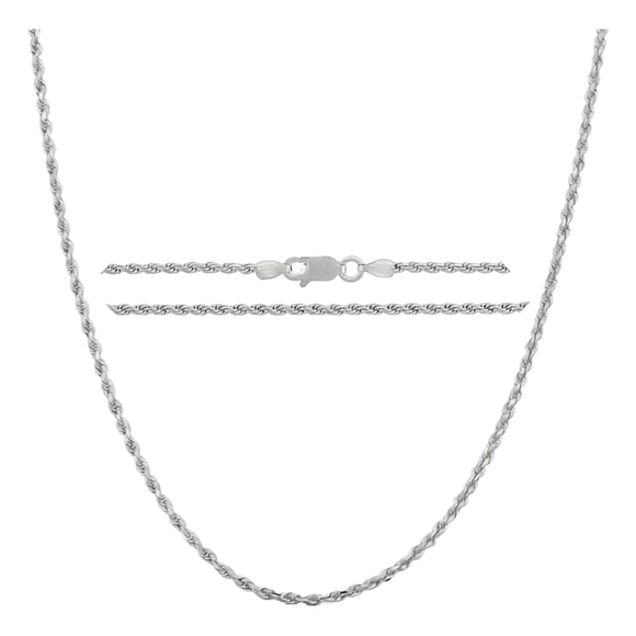 Sterling Silver Super Thin Rope Chain Necklace - 3 Sizes