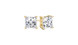 Solid Sterling Silver Princess Cut Crystal Studs