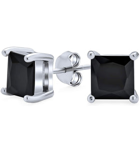 925 Sterling Silver Black Stud Earrings For Men And Women - 3 Options