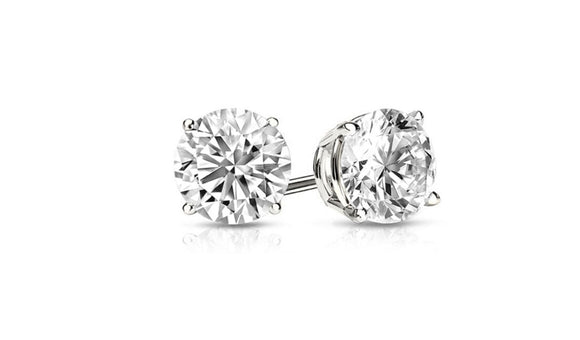 Round Cut Crystal CZ Stud Earrings