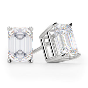 "Forever In Love" Sterling Silver Emerald Cut Studs