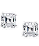 Solid Sterling Silver Ascher Cut Crystal Studs