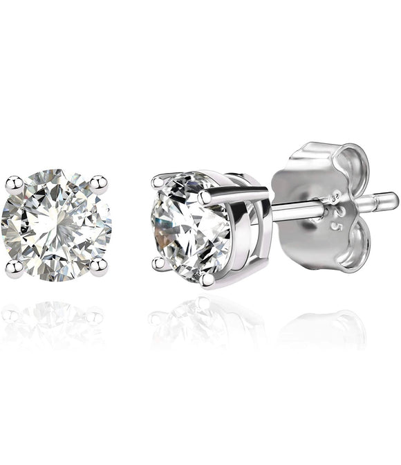 925 Solid Sterling Silver White Topaz Studs - Multiple Sizes