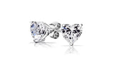 Sterling Silver Princess Cut And Heart Cut Studs Set