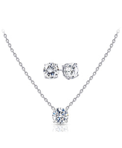 Round Cut Crystal Necklace And Studs Set With Swarovski Elements