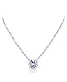 18KT WHITE GOLD PLATED DAINTY ROUND CUT SOLITAIRE NECKLACE