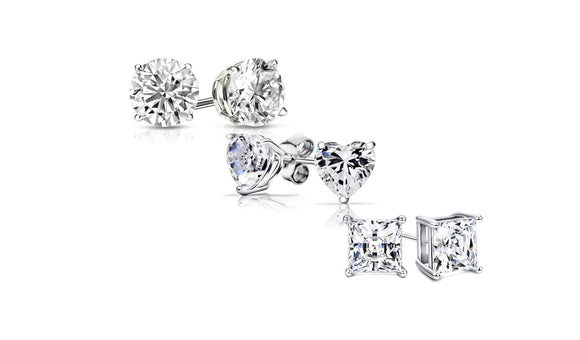 STERLING SILVER CRYSTAL STUDS SET